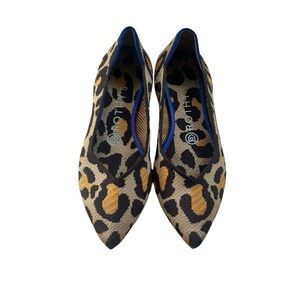 Rothy's The Point Big Cat Leopard Print Pointed Toe Flat Shoes Size 7